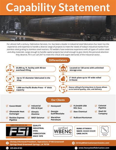 metal fabrication capability statement|CAPABILITY STATEMENT .